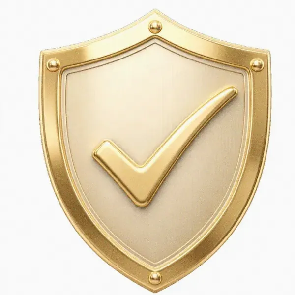 Checkmark shield — Lucky Barry