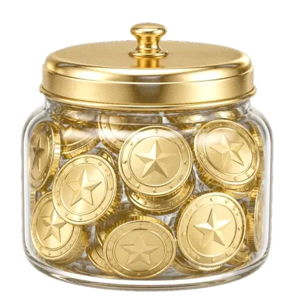 Coin-filled jar — Lucky Barry
