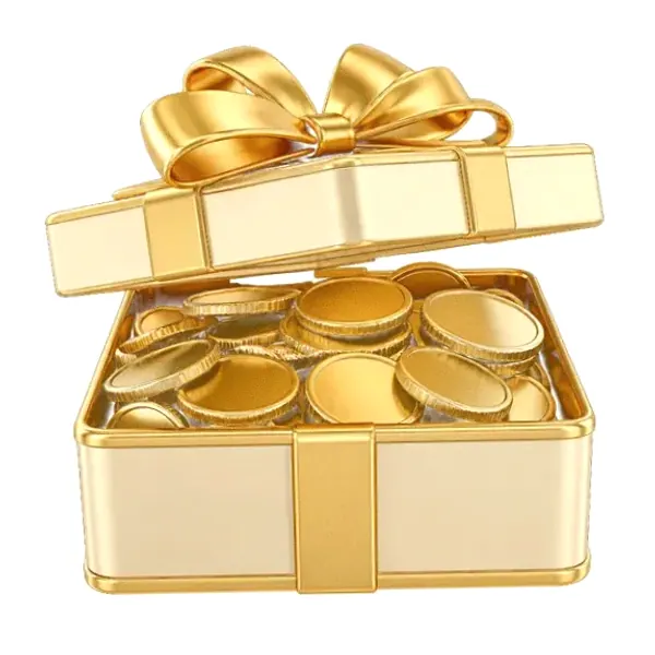 Gift box with coins — Lucky Barry